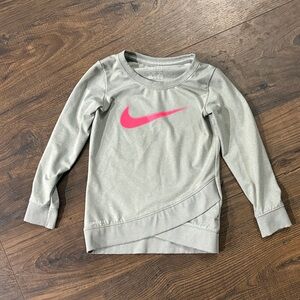 Nike Kids Gray Sweatshirt with Pink Logo